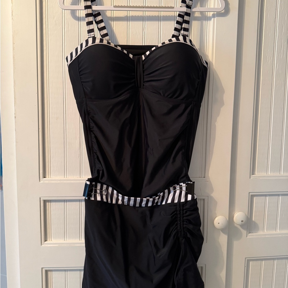 Black and White Striped Women's Swimsuit